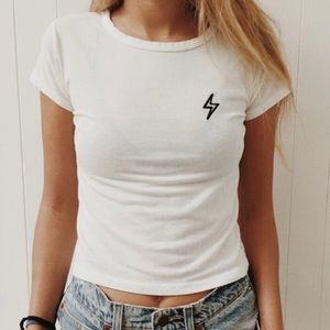 Brandy Melville Lightning Bolt Cropped Tee